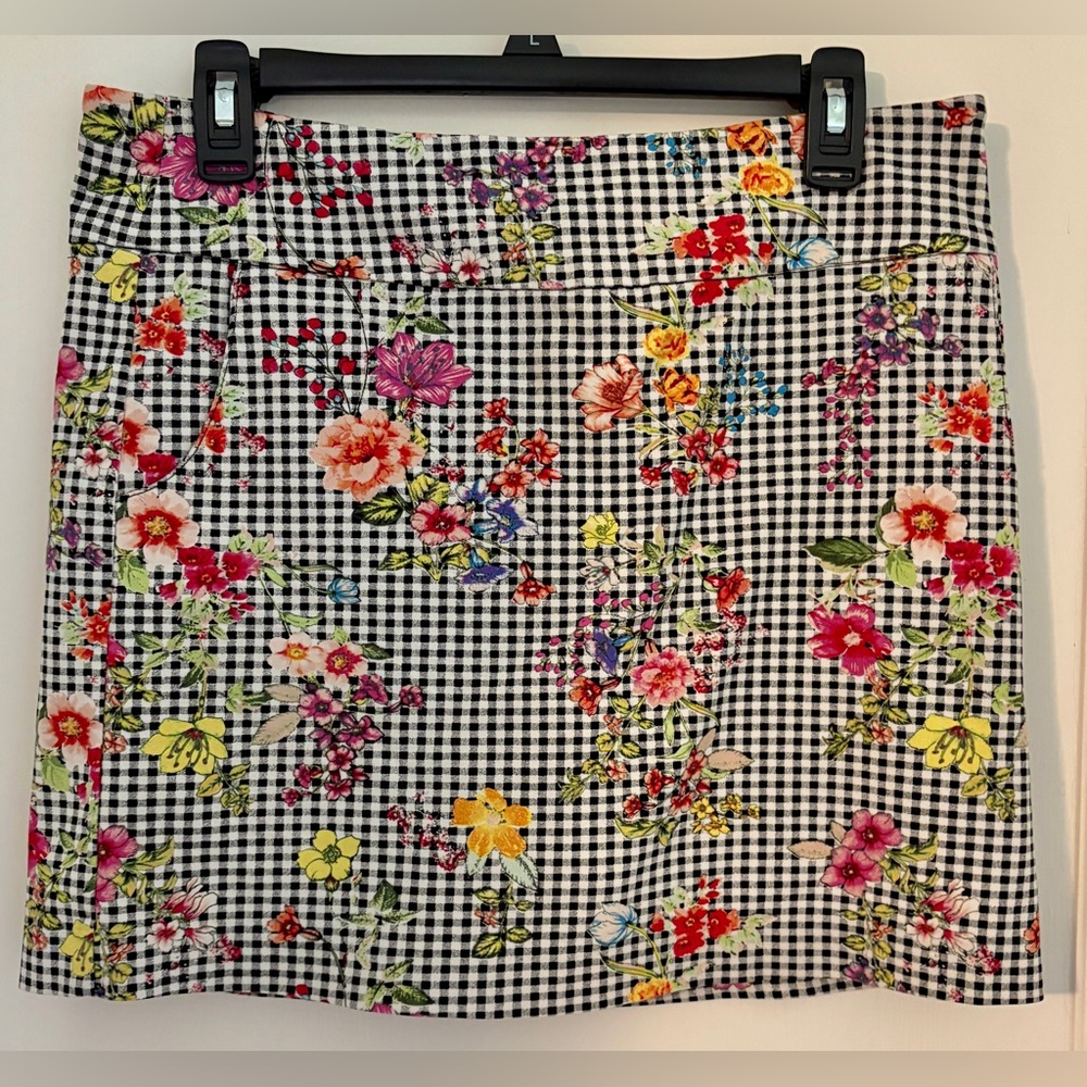 Zac & Rachel Colorful Floral Checkered Mini Skort size 10